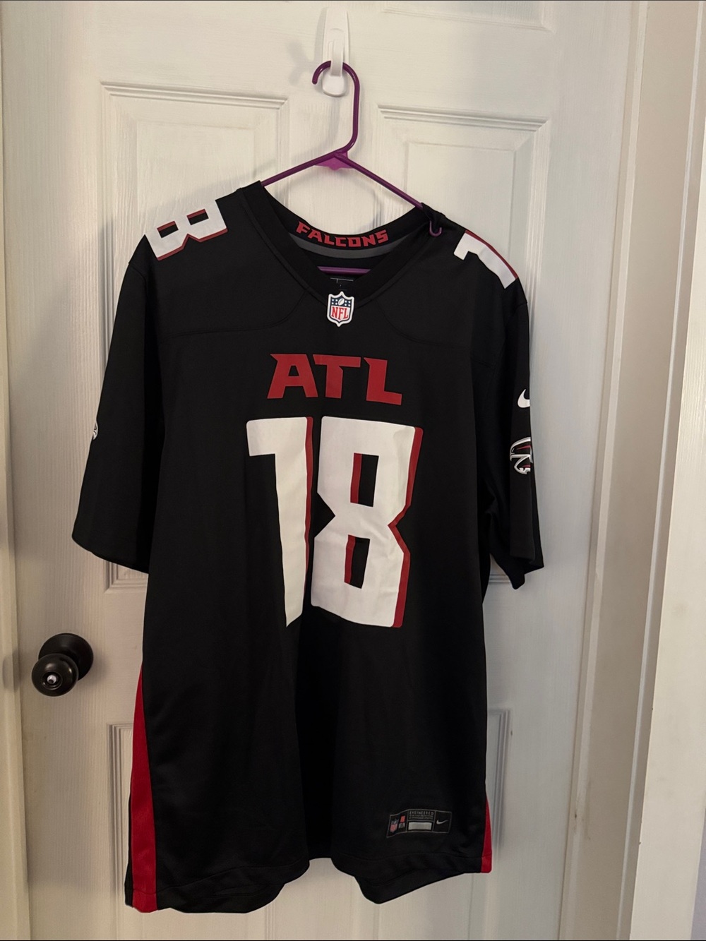 Nike Atlanta Falcons Black and Red #18 Men’s Jersey